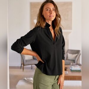 Frank & Eileen Patrick Popover Henley Heritage Jersey Black Size Small